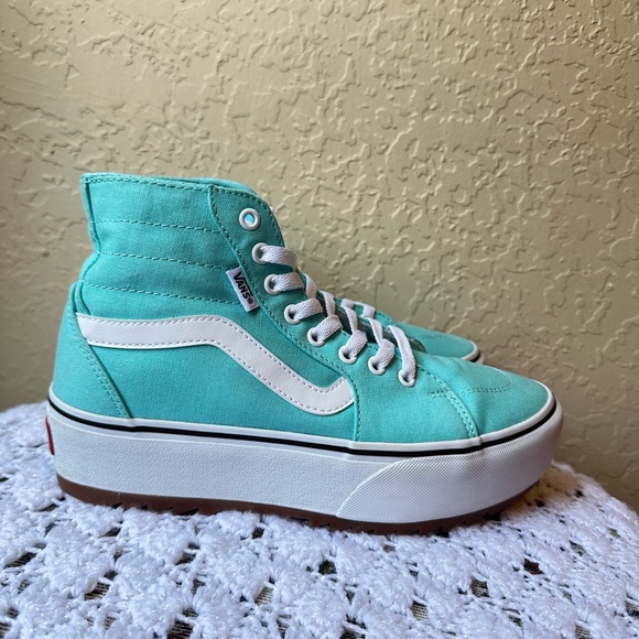 Vans Filmore Hi Tapere Platform in Aqua Sky Canvas sz 9 Sk8 sneaker lace up shoe - Picture 1 of 12